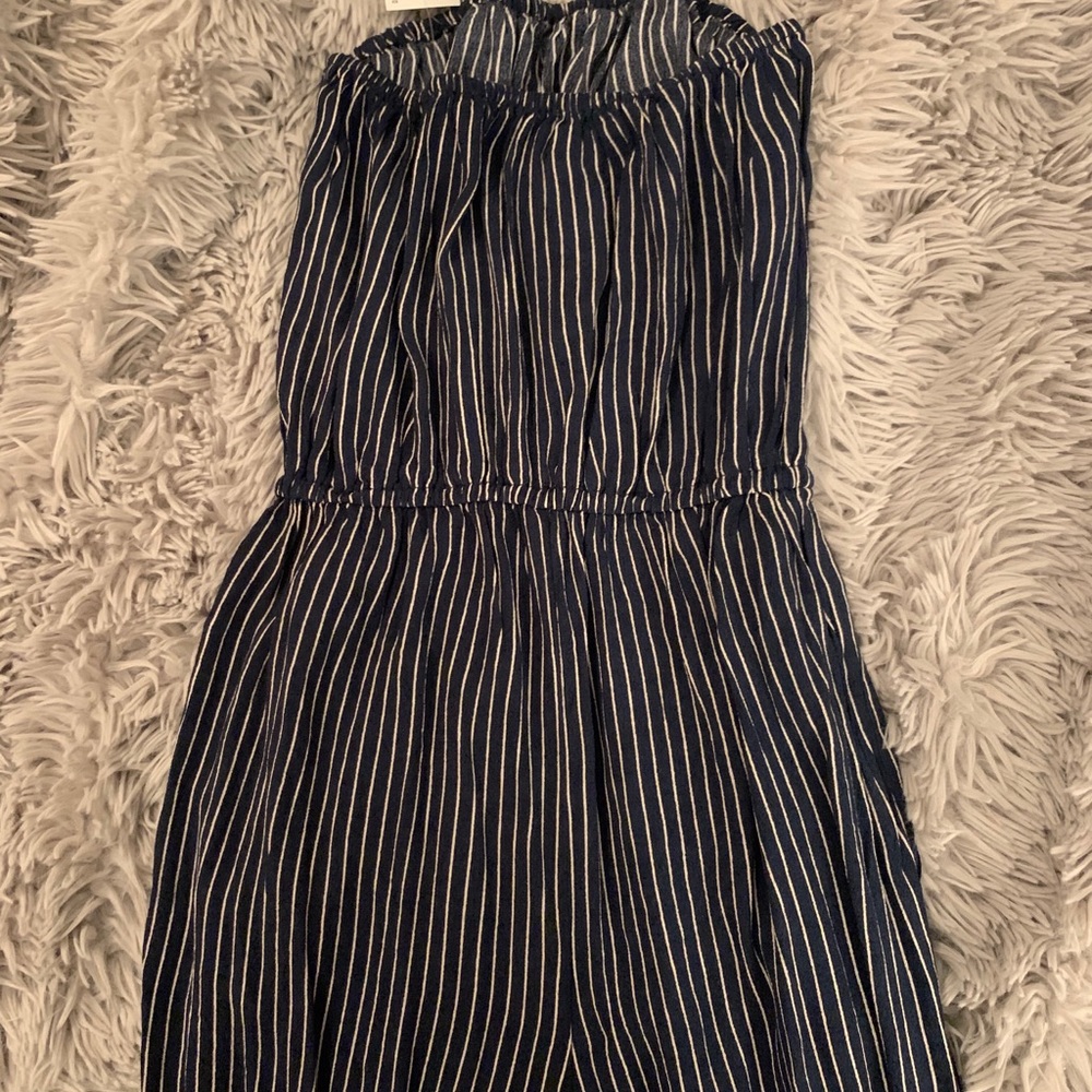 strapless pinstripe jumpsuit never worn